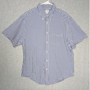 Brooks Brothers 1818 Regent Mens XL Blue Gingham Short Sleeve Button Down Shirt